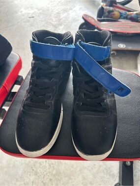 Fila Black High-Top Sneakers with Blue Ankle Strap